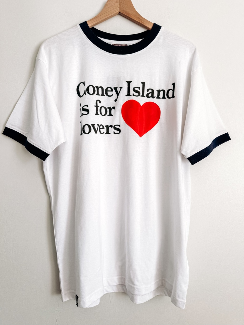 Coney Island Picnic White Black Ringer Graphic Cotton Shirt XL